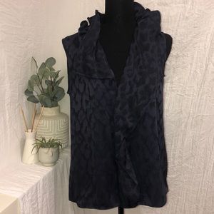 Ruffled collar cheetah print tank top